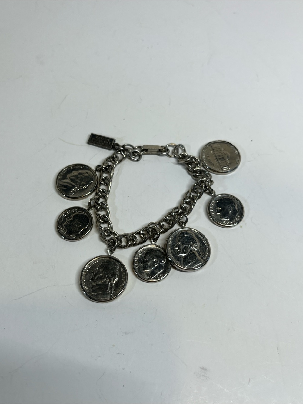 Vintage Circus Circus Las Vegas Nevada Coin Money Charm Bracelet Silver Tone